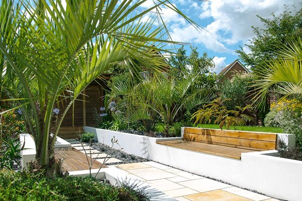 Tuin met palmbomen